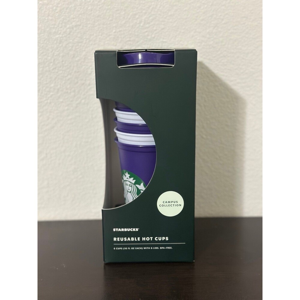 NEW Starbucks University of Washington Huskies Reusable Hot Cups Set of 6 16oz